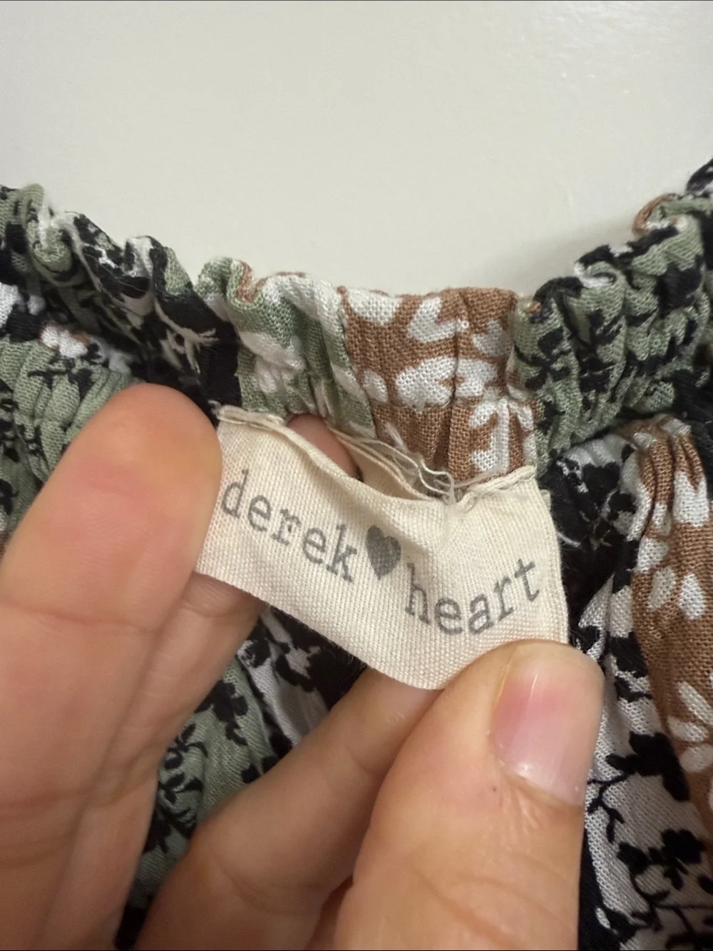 Derek Heart Floral Stripe Smocked Dress in Green, Brown, Black, White - Picture 2 of 5